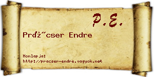 Prácser Endre névjegykártya
